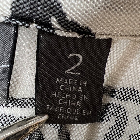 Chicos Travelers Collection Tunic Large Button Up Long Sleeve Mesh Black Tan - Picture 4 of 8